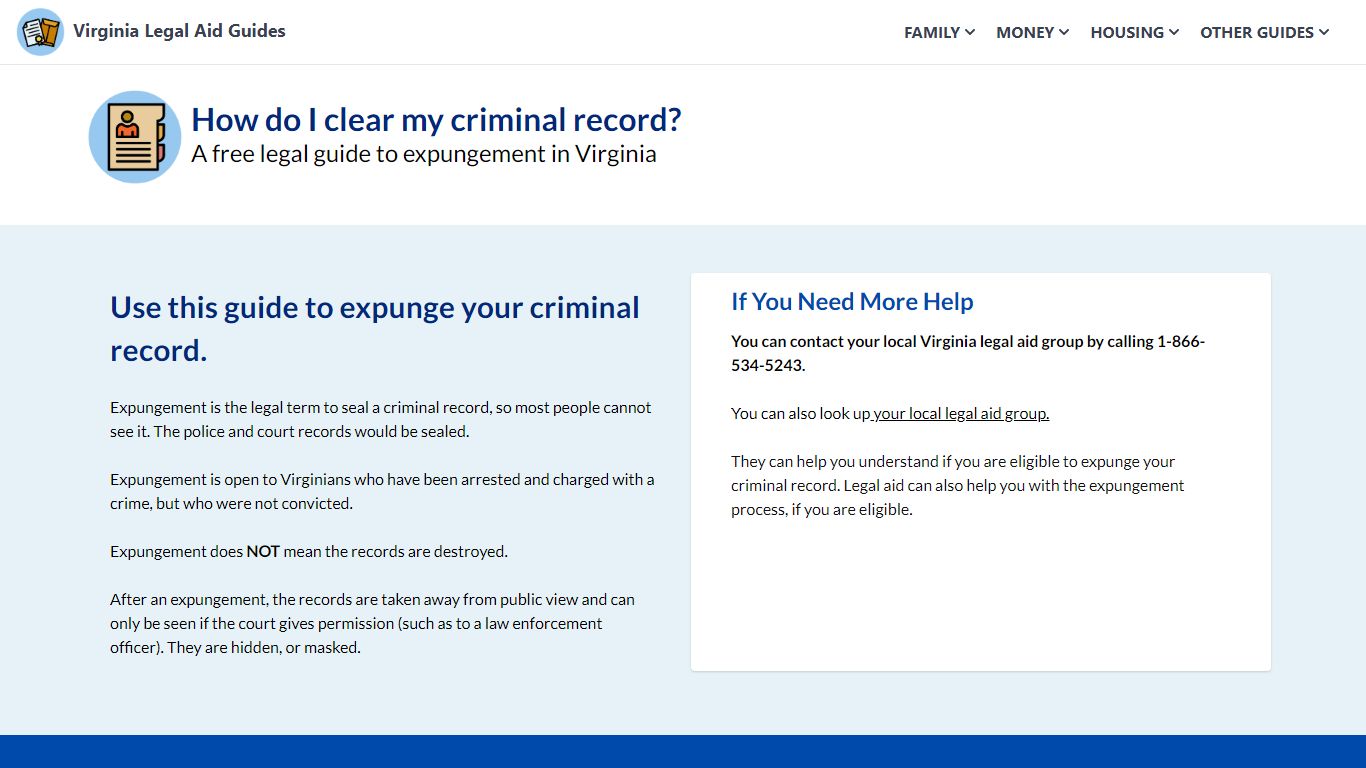 Expungement of criminal records - VA Law Help 2 Go